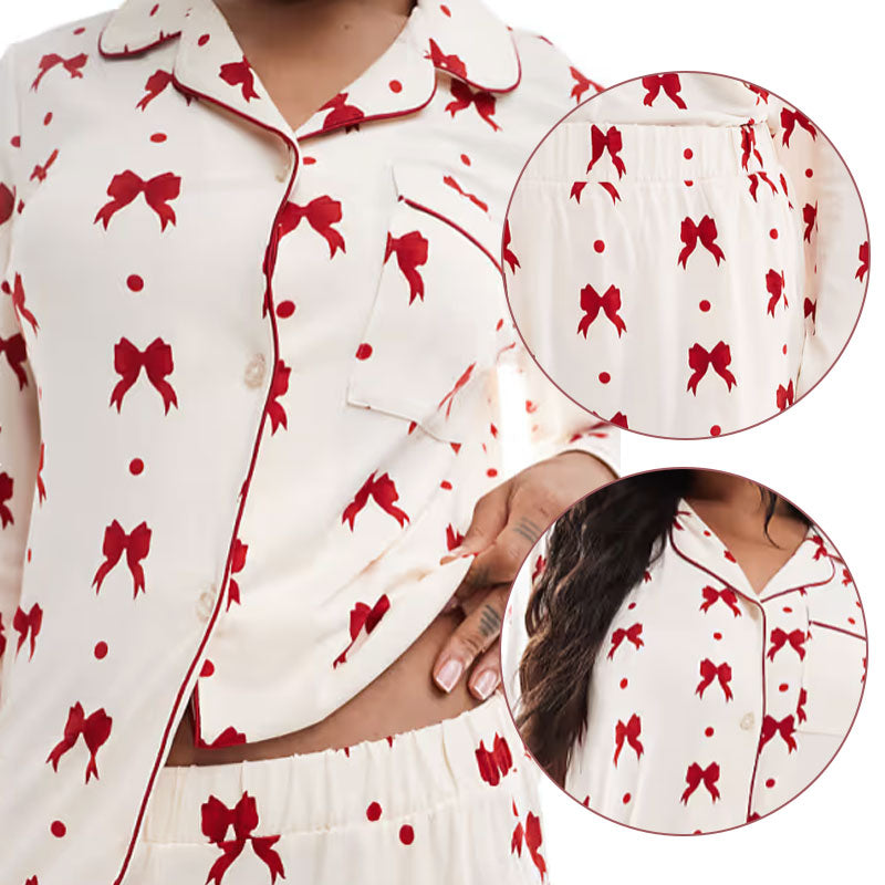 Red Ribbon Soft Pajamas Set