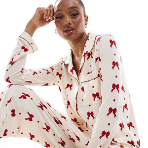 Red Ribbon Soft Pajamas Set